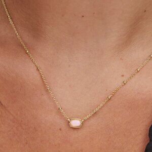 Mini Elisa Gold Satellite Short Pendant Necklace in Pink Opalite Crystal